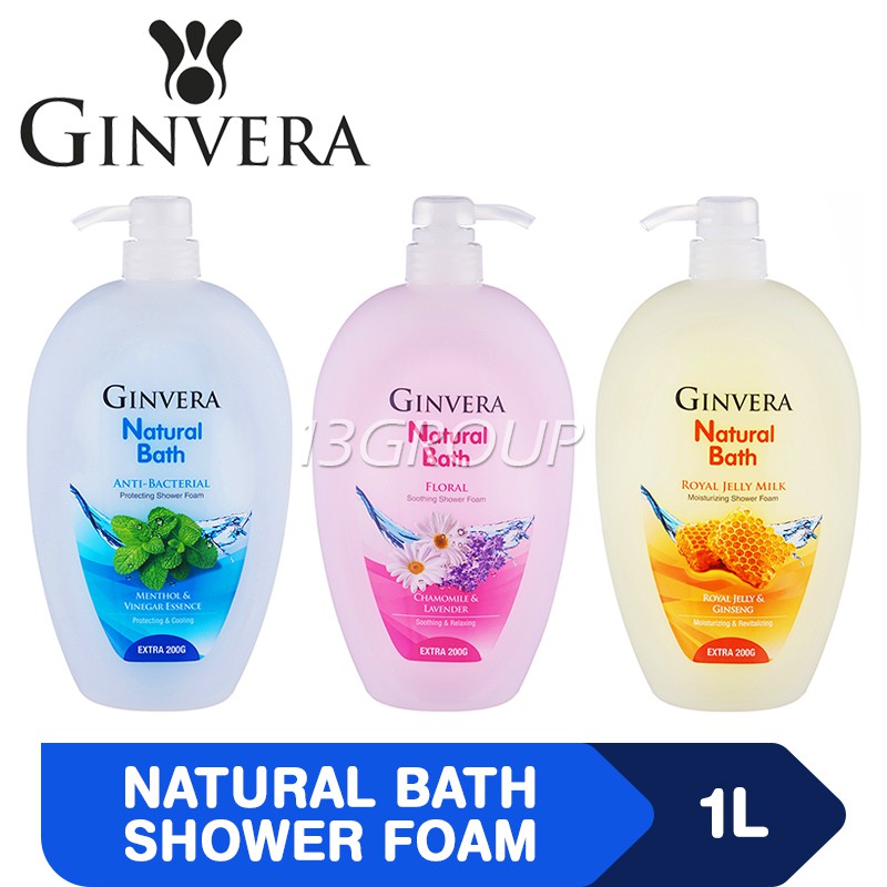 Ginvera Natural Bath Shower Foam, 1000g, Body Wash Shopee Singapore