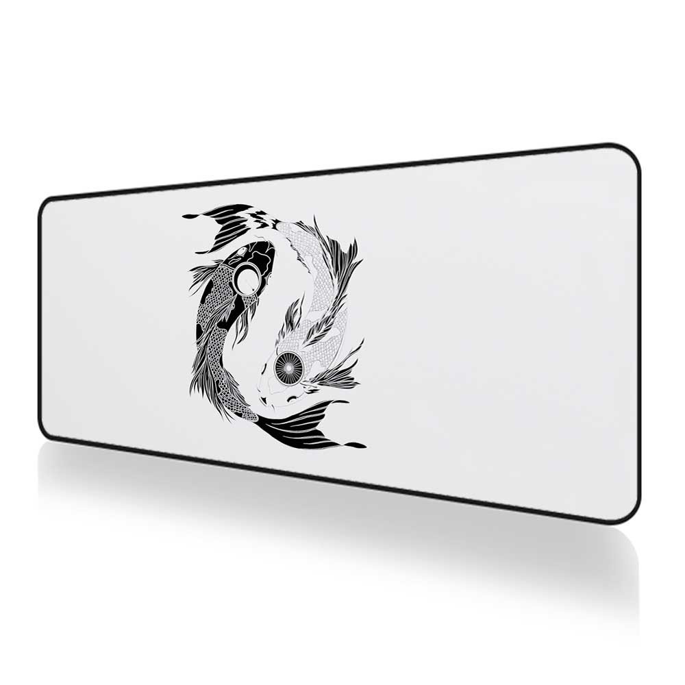 Black and White Mouse Pad with Fish Deskmat Mechanical Keyboard Mousepad Company Gaming Pc Mouse