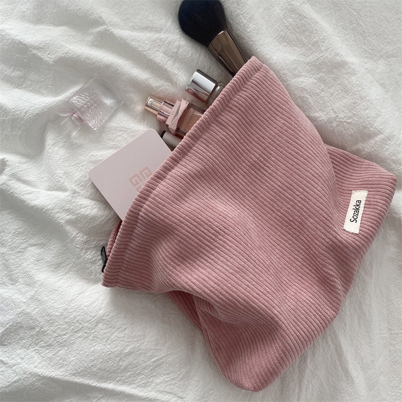 Image of Ohaya Corduroy Cosmetic Bag Female ins Style Large Capacity Lipstick Makeup Change Mobile Phone Portable Clutch #0