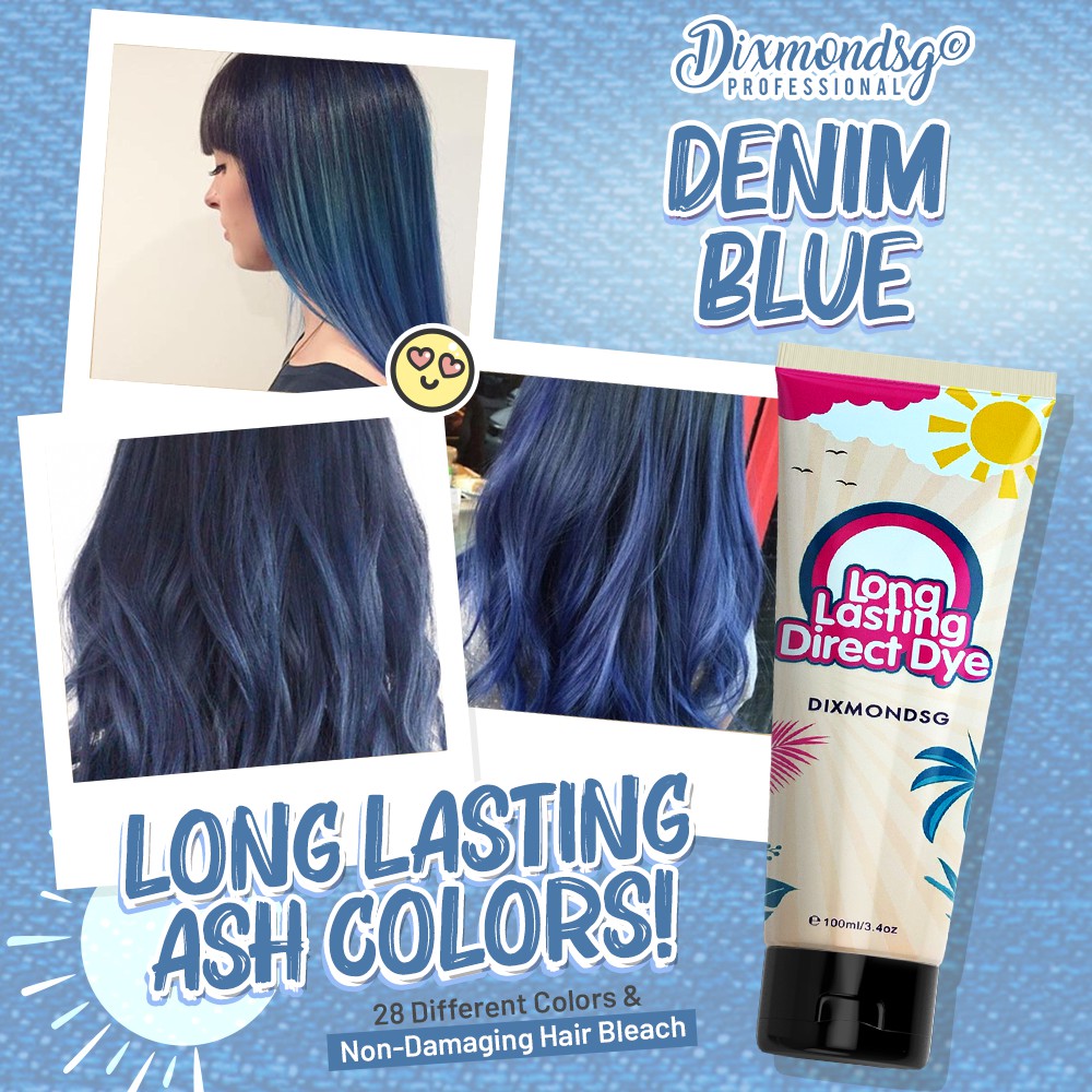 Dixmondsg Denim Blue Hair Dye Long Lasting Ash Colors 1 3 Months No Color Shampoo Needed Shopee Singapore