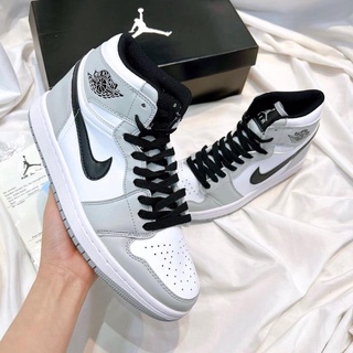 (Real Picture + video) Jordan 1 Retro High Light Smoke Sneakers In Gray (full bill + box) jd Sneakers With High Tube In Gray Black For Unisex