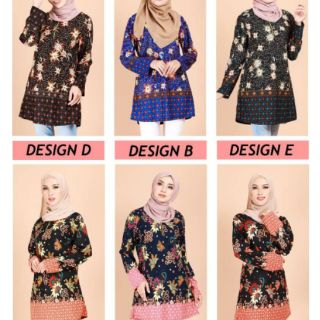  Blouse Flora Batik Flora Batik Front Zip  Baju  Muslimah 