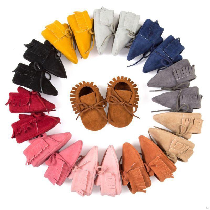 IU Baby Boy Girl PU Suede Tassel Boots Moccasin Crib Anti-Slip