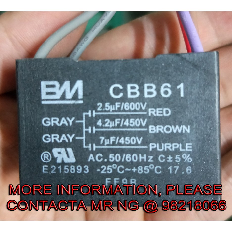 Capacitor 2 5uf 4 2uf 7uf 5 Wires For Ceiling Fan Cbb61 Bm