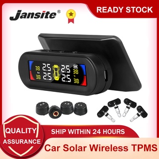 Jansite Car Solar TPMS Tyre Pressure Monitoring System LCD Display Temperature Warning With 4 Sensors Universal