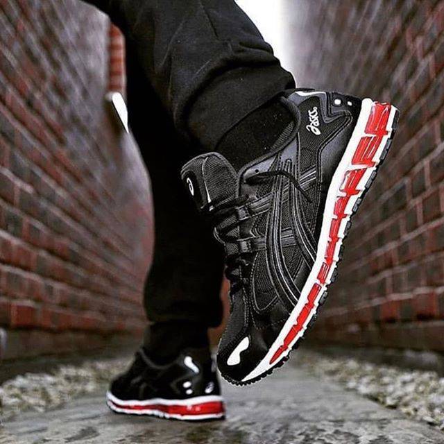 black and red asics