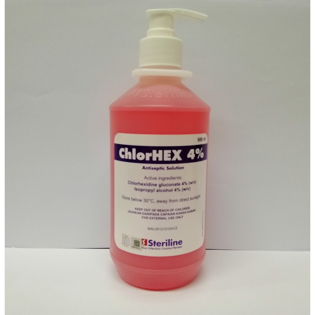 Steriline Chlorhex 4 Antiseptic Chlorhexidine Solution Wash 500mL /1L
