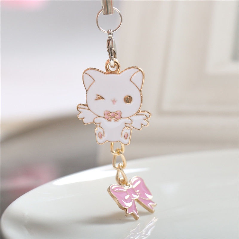 Mobile Phone Pendant Cute Cartoon Alloy Cat Bow Couple Boys and Girls Mobile Phone Charm Pendant Pendants Small Gift