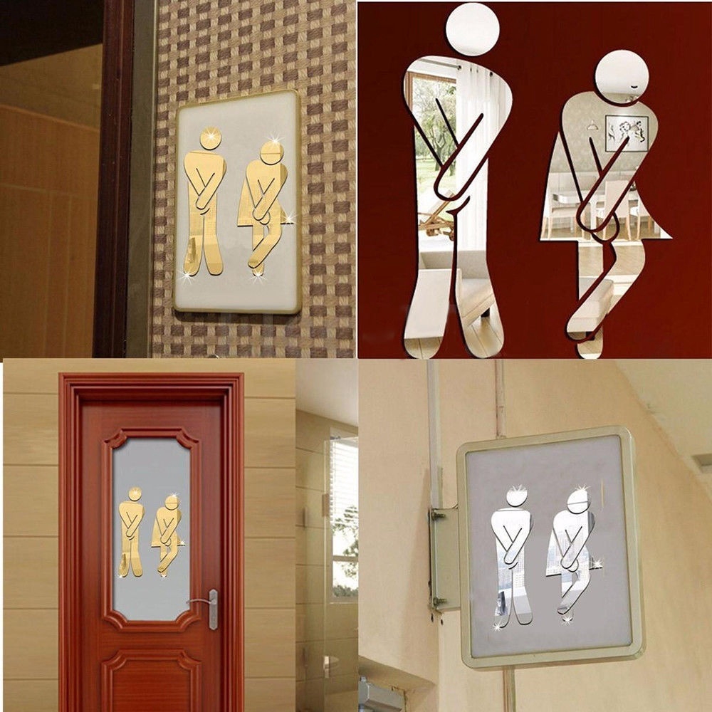Man Women 3D Toilet WC Removable Decal Vinyl Art Wall Sticker Mirror Decoration