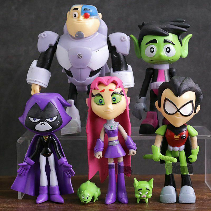 【hot Sale】7pcs/Set Teen Titans Go Robin Cyborg Beast Boy Raven Action ...