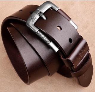 Image of Cow Buckle Leather Luxury Belt Men's Pronged Buckle Men belt