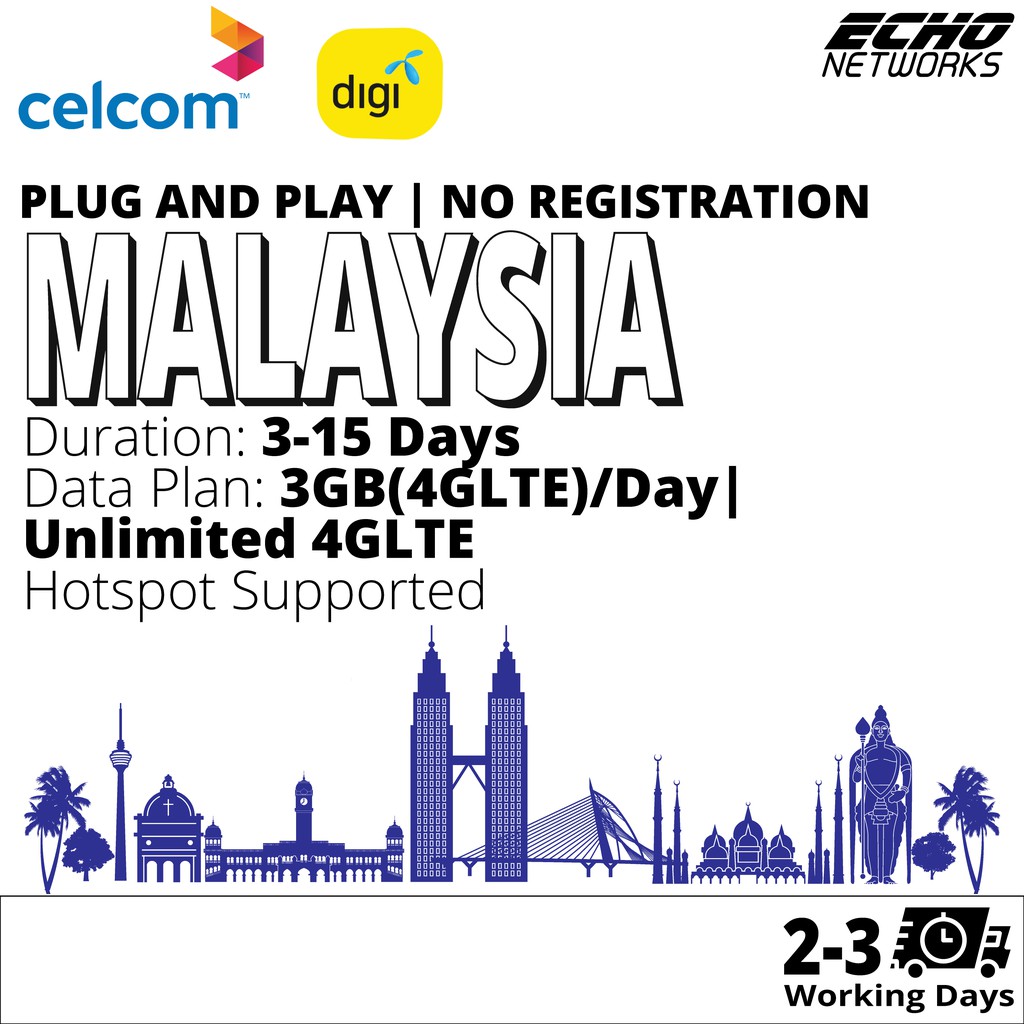 Malaysia 3 10 Days 3gb 4g Day Unlimited 4glte Data Sim Card Plug And Play No Registration Required Shopee Singapore