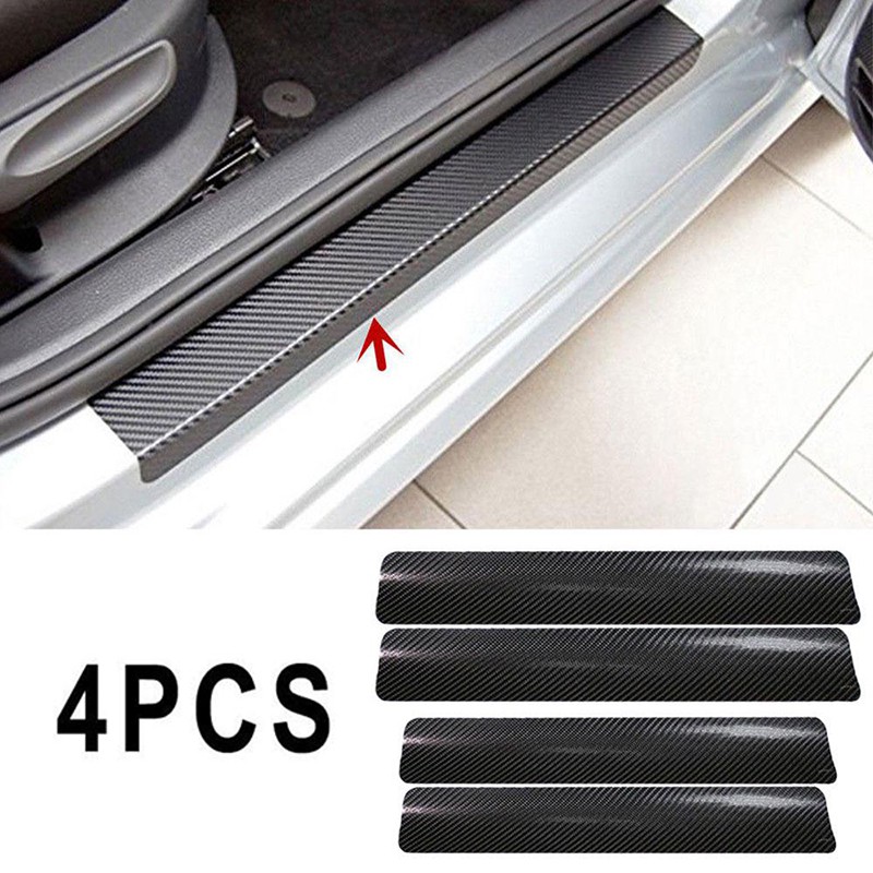 4 pcs Car Door sill Protection Films Anti Scratch Carbon Fibre 3D Decal ...