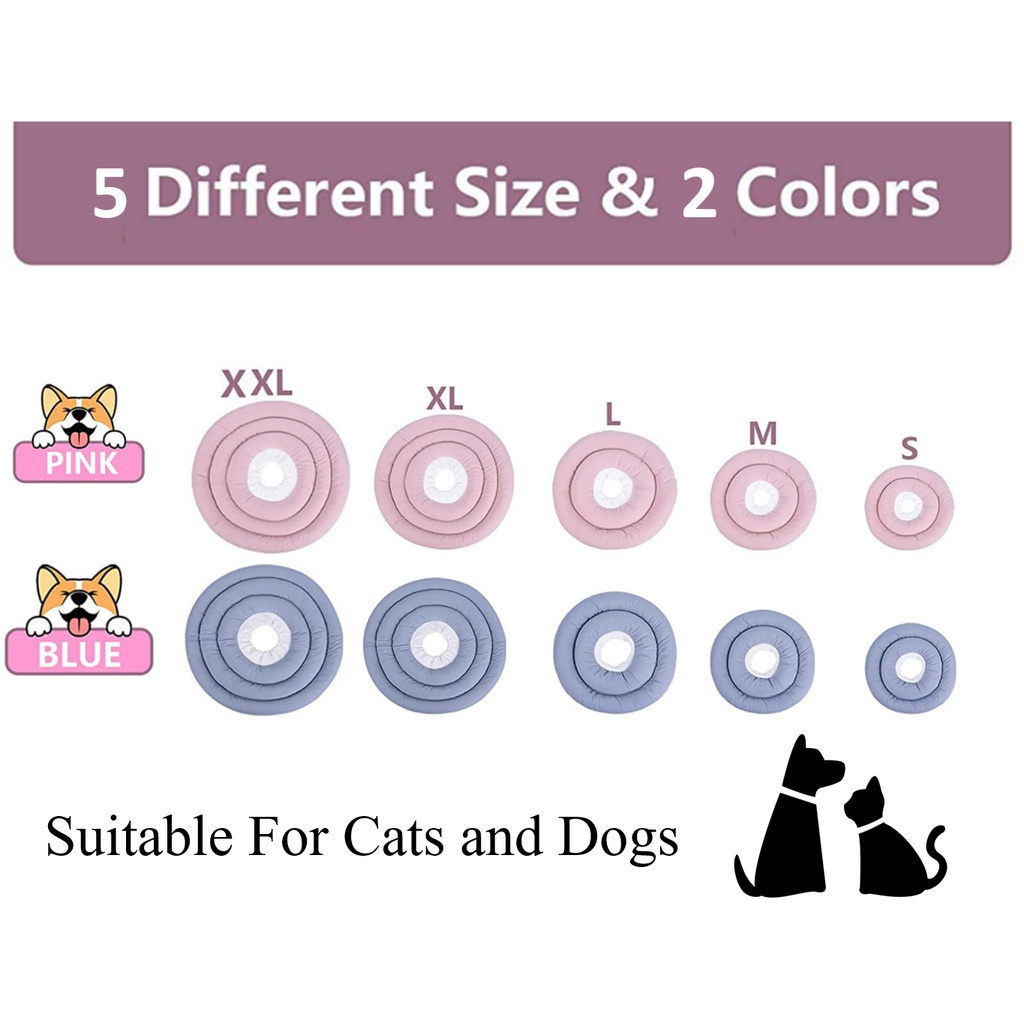 Adjustable Cat Recovery Collar Soft Cone for Cat’s Head Wound Healing Protective Cone After Surgery Elizabethan Collars for Pets Kitten and Small Dogs Medium, Blue Fish 