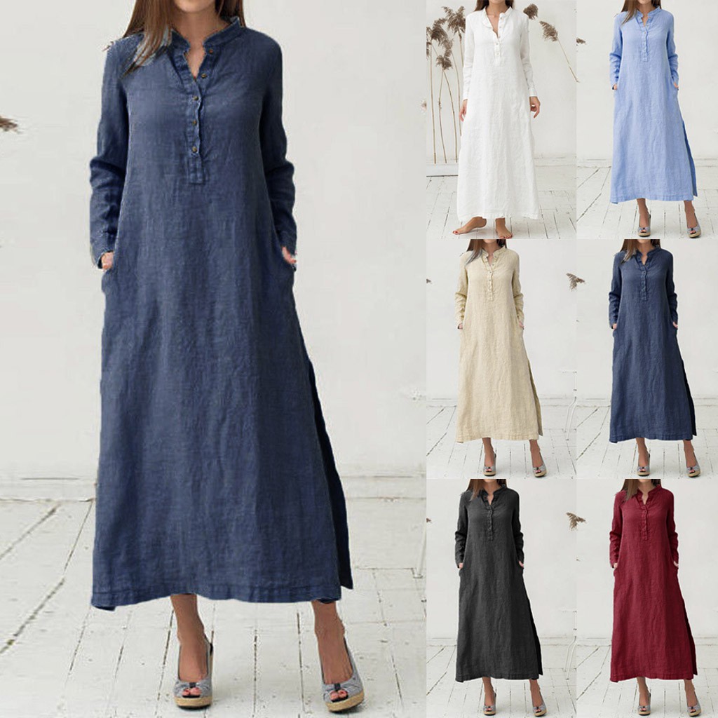 cotton maxi shirt dress