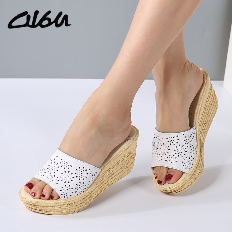 cork wedge mules