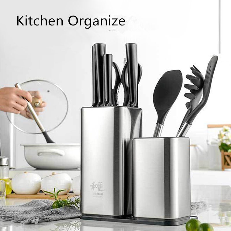 Unique Stainless Steel Knife Holder Household Knife Storage Bucket ...