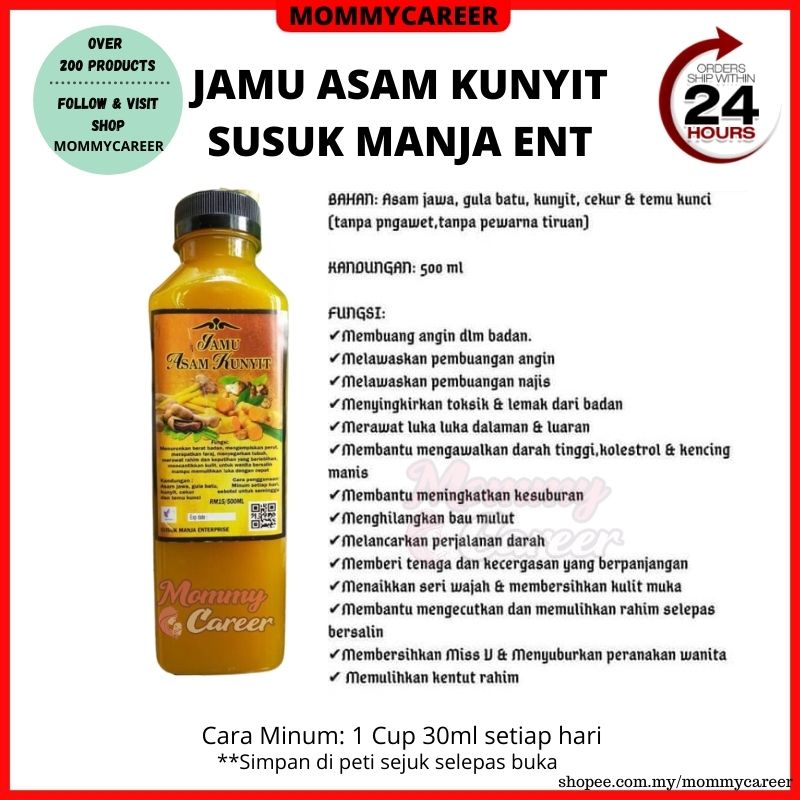 Shop Malaysia Ready Stock Jamu Asam Kunyit Jamu Detox Booster Jus Pegaga Lemon Detox By Susuk Manja Ent Shopee Singapore