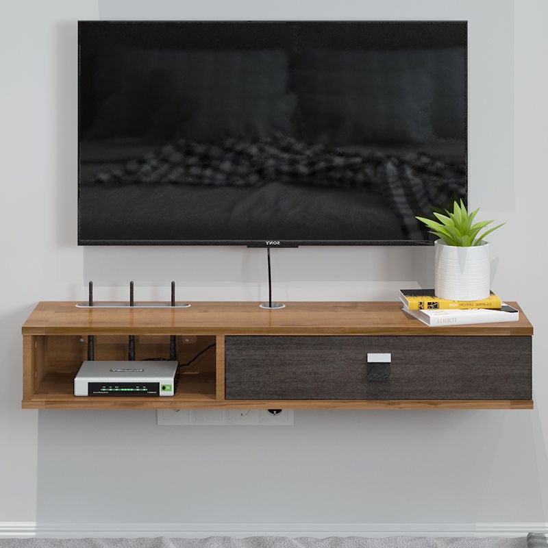 Wall-Mounted Wood TV Console Rack Cabinet