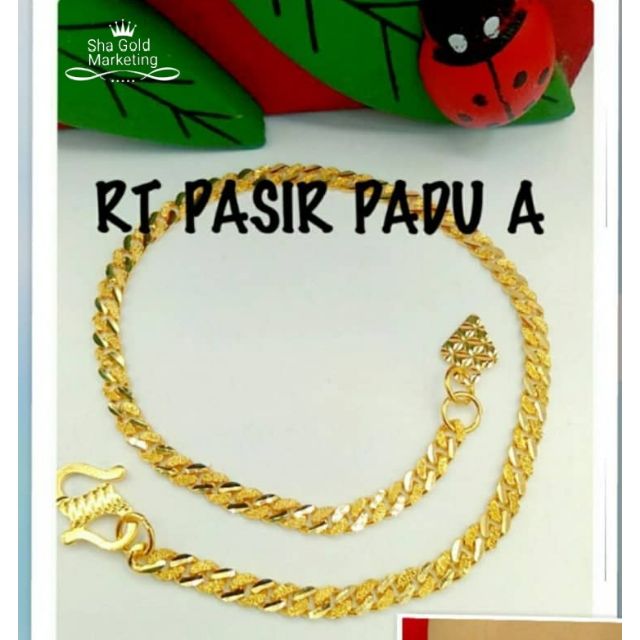 Rantai Tangan Pasir Padu A Daun Segitiga Emas 916 Shopee Singapore