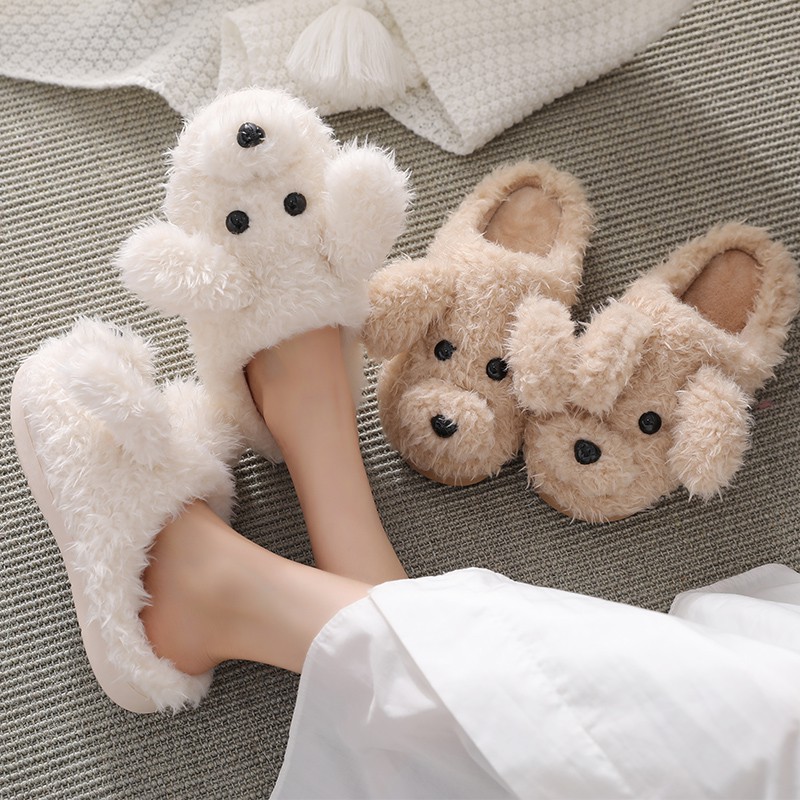 Women Plush Indoor Bedroom Slippers Casual Fluffy Home Slippers Cartoon  Cute Teddy Slippers Warm Cotton Nonslip Silent | Shopee Singapore