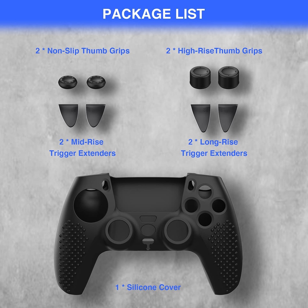 Lammcou Anti-Slip Silicone Protective Case Cover compatible with PS5  DualSense Controller with 4 Thumb Grips and 4 Trigger Extenders Accessories  Set | Shopee Singapore