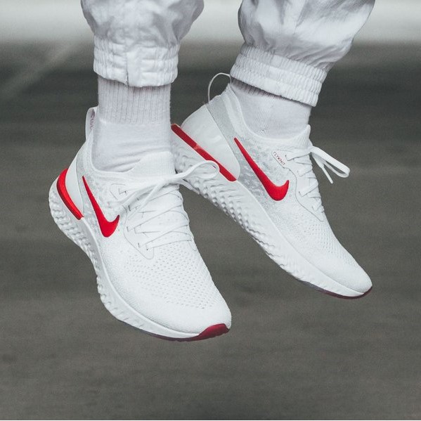 nike epic react flyknit white and red