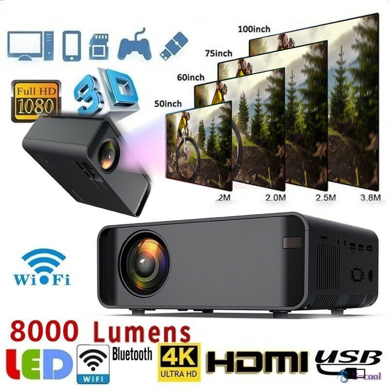   Ultra Low Price   8000 Lumen 1080P WiFi 3D HD LED  Mobile  