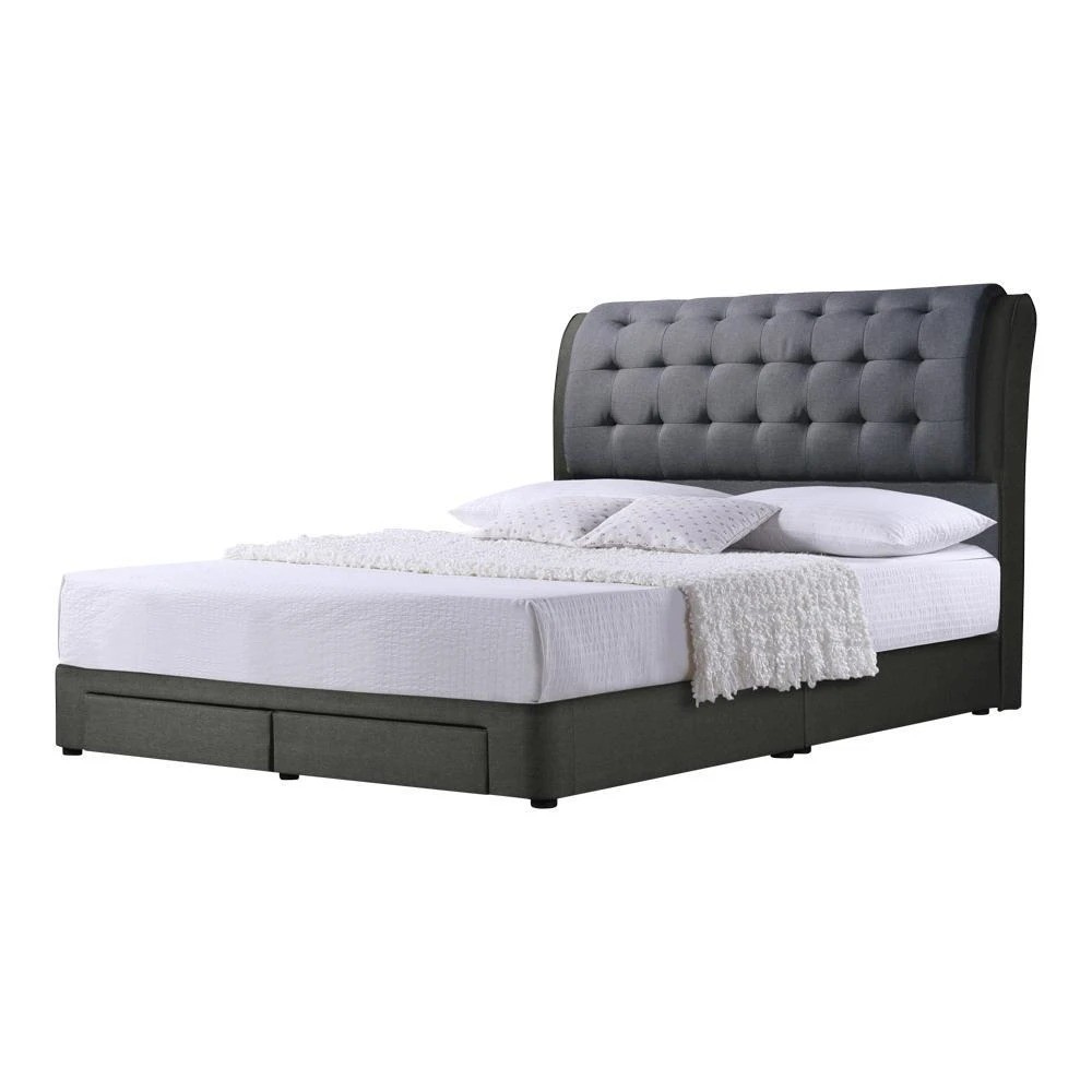 Colys Grey Fabric Bed Frame with Drawer - Single, Super Single, Queen