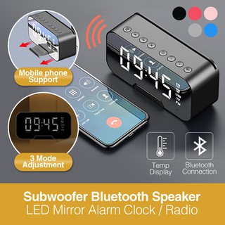 Mirror Alarm Clock LED Digital Clock Bluetooth Speaker With Radio LED Mirror Wireless Subwoofer Music