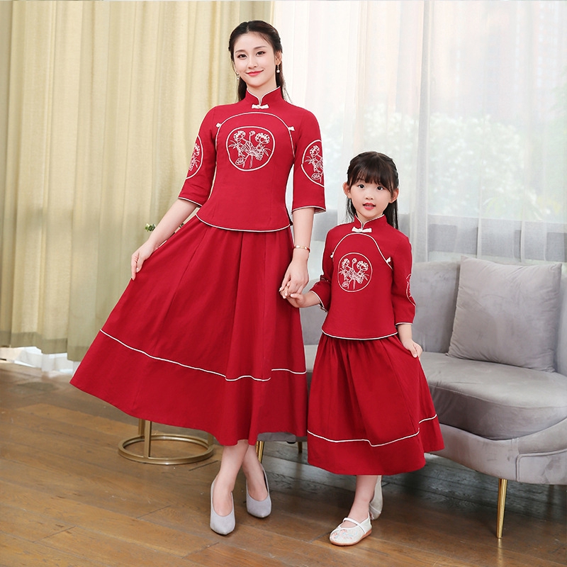 New parent-child ethnic style Chinese dress cheongsam ladies skirt new