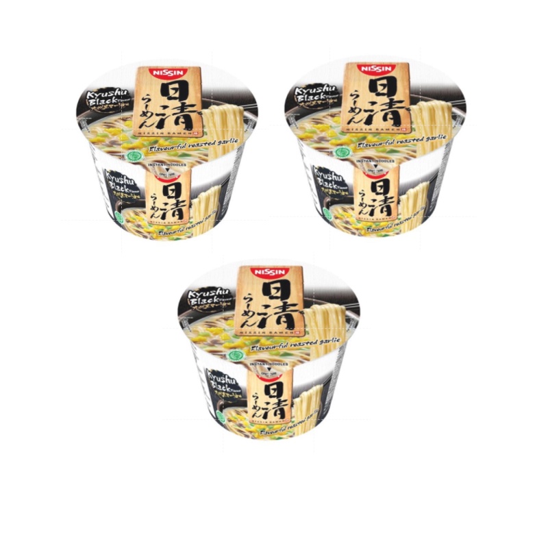 [bundle Of 3] Nissin Ramen Bowl Kyushu Black Instant Noodles 110g