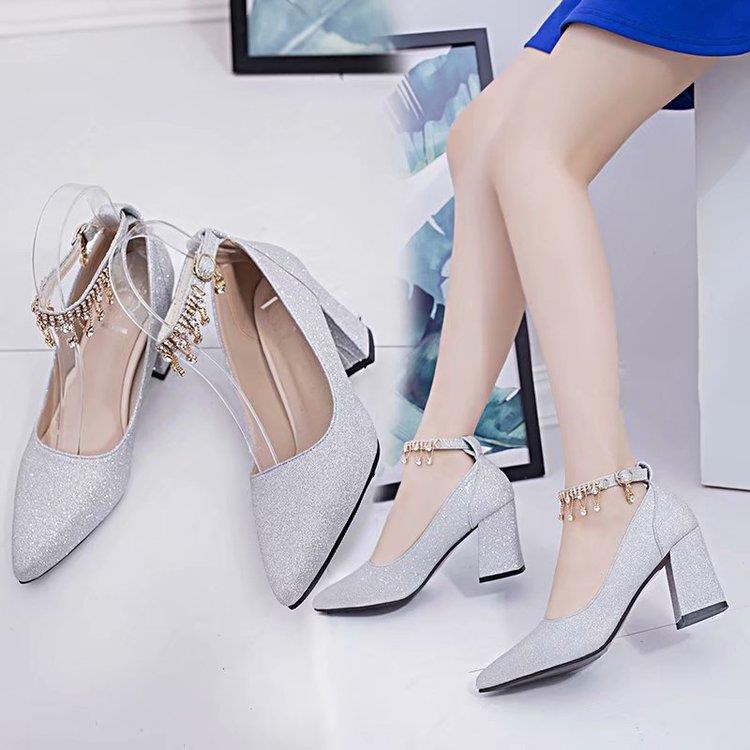 silver bridal heels