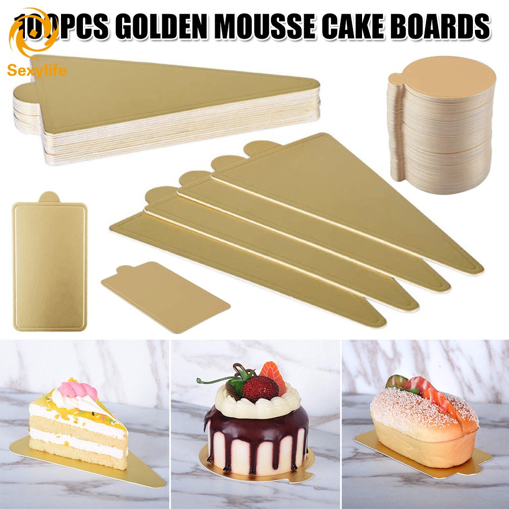 ♛SL Mini Cardboard Cake Bases 100pcs Golden Mousse Cake Boards Cake