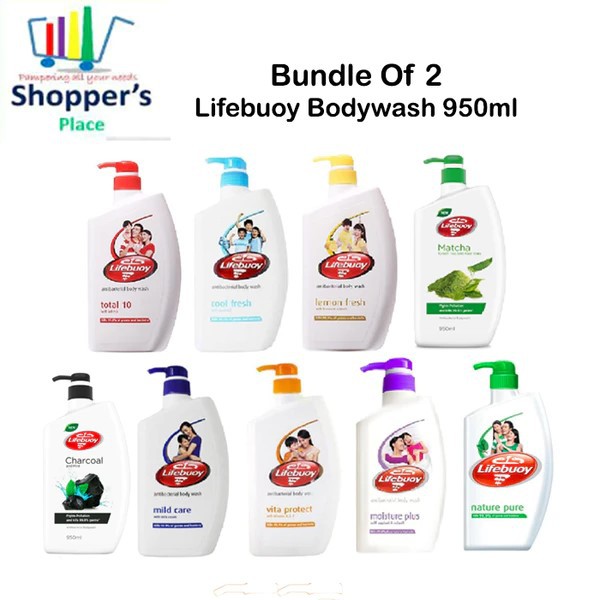 [1+1]Bundle of 2 Lifebuoy Bodywash 950ml Pump Bottle 9 Flavours