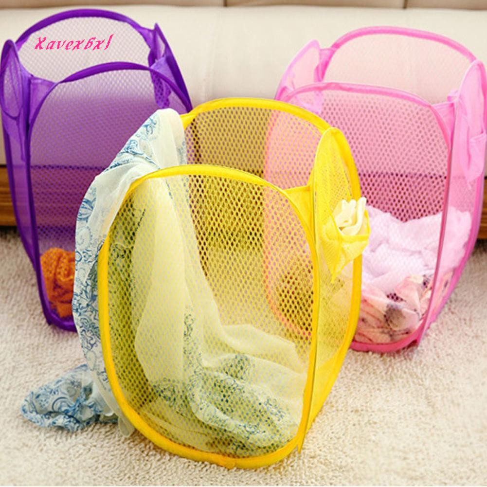 Foldable Pop Up Mesh Washing Laundry Basket Bag Net Hamper Toy Tidy Storage Orga 