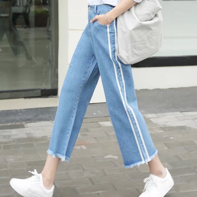 Female Boyfriend Jeans Elastic High Waist Loose Mom Jeans Denim Wide Leg Shopee Singapore