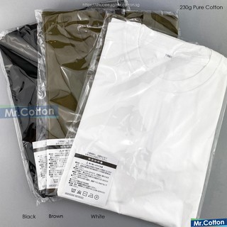 Image of 230g Japan Quality Heavy Weight Pure Cotton Tee Plain Basic T-shirt Crew Neck Short Sleeve Unisex Plus Size White Black