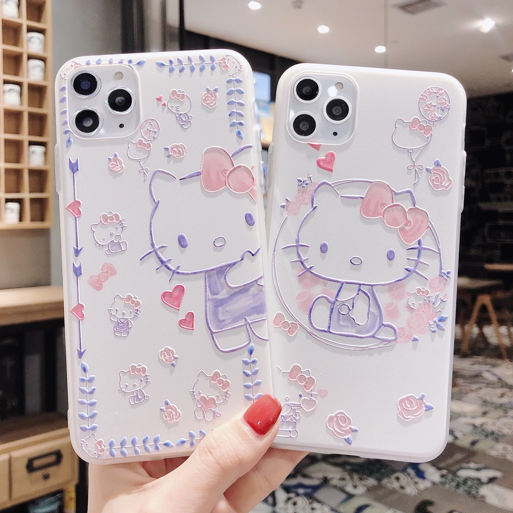 Iphone 11 Phone Case Cartoon Cute Hello Kitty Relief Case For Iphone 11