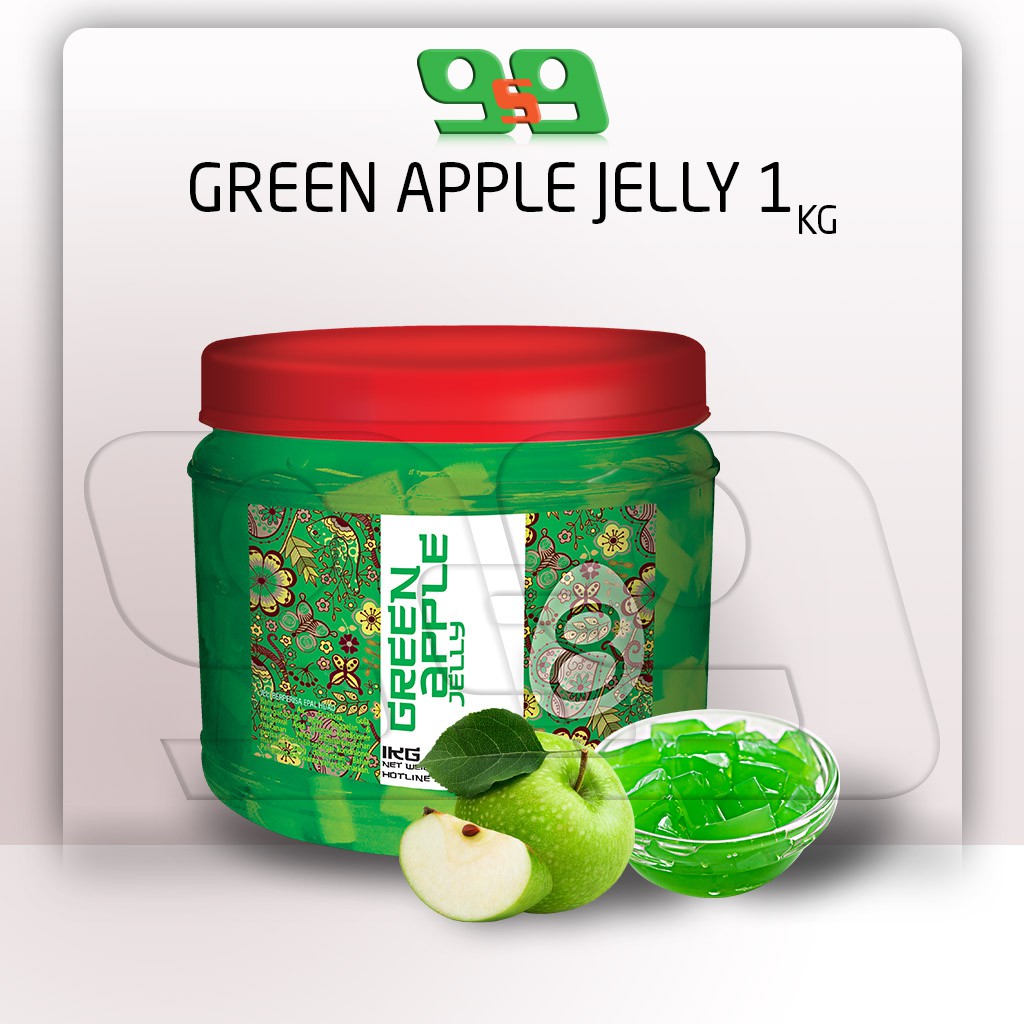 READY STOCK! 1KG GREEN APPLE COCONUT JELLY TOPPING (FOR DESSERTS