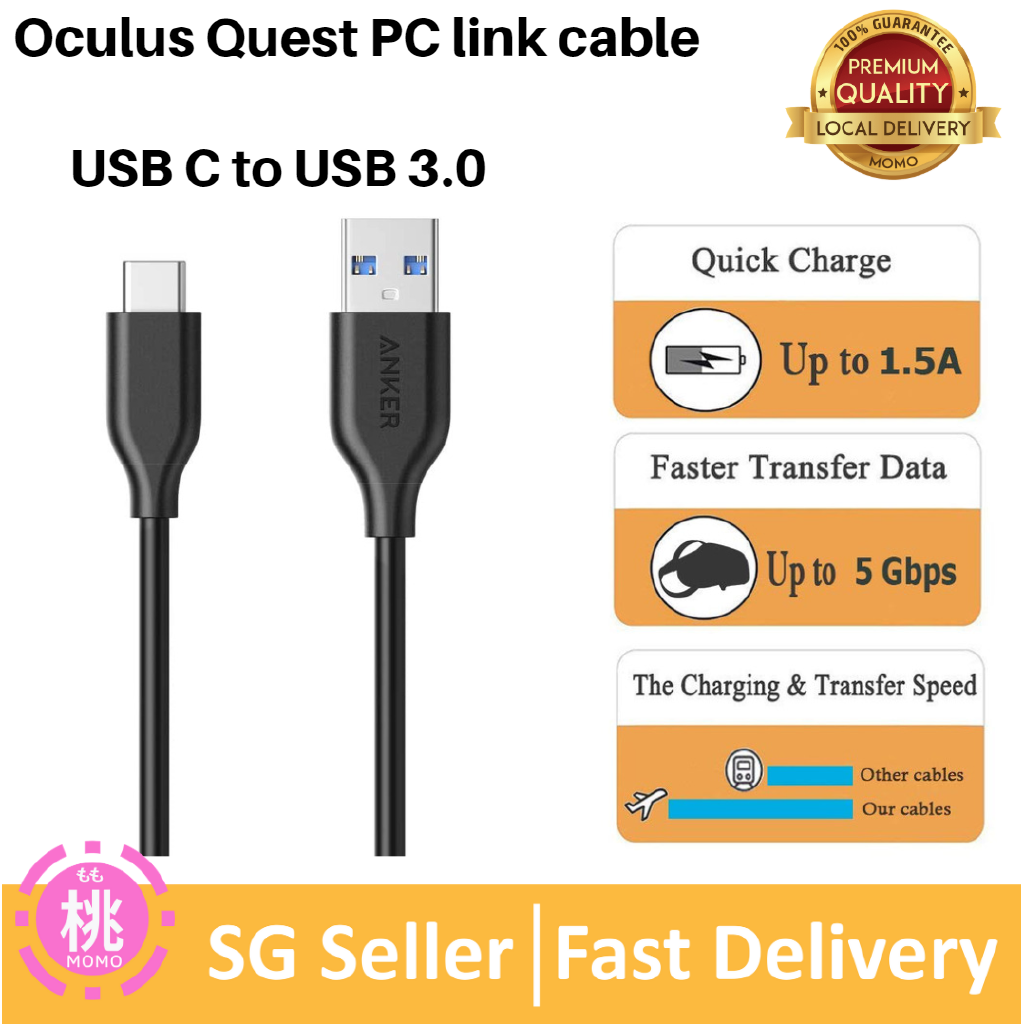 Anker Powerline USB C to USB 3.0 Cable (10ft) Oculus Quest Link Cable High Speed Data Transfer