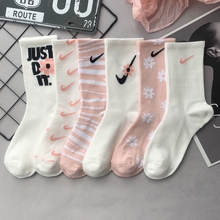 All-match Sweet Cherry Blossom Pink Socks Ins Tide College Style Long Tube Sports Cotton Socks