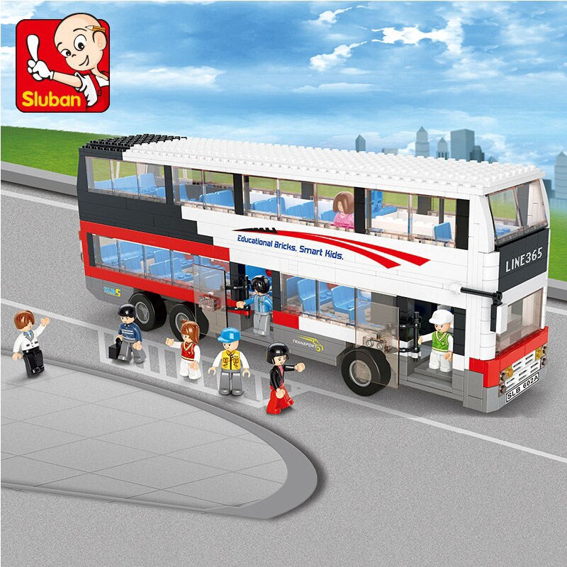 741PCS Sluban 0335 Big Decker School Bus Compatible Lego City Bus Set ...