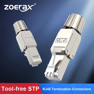 ZoeRax RJ45 Cat8 Cat7 Cat6A Connectors Metal Tool-Free Reusable Ethernet Termination Internet Plugs,Fast Field Installation