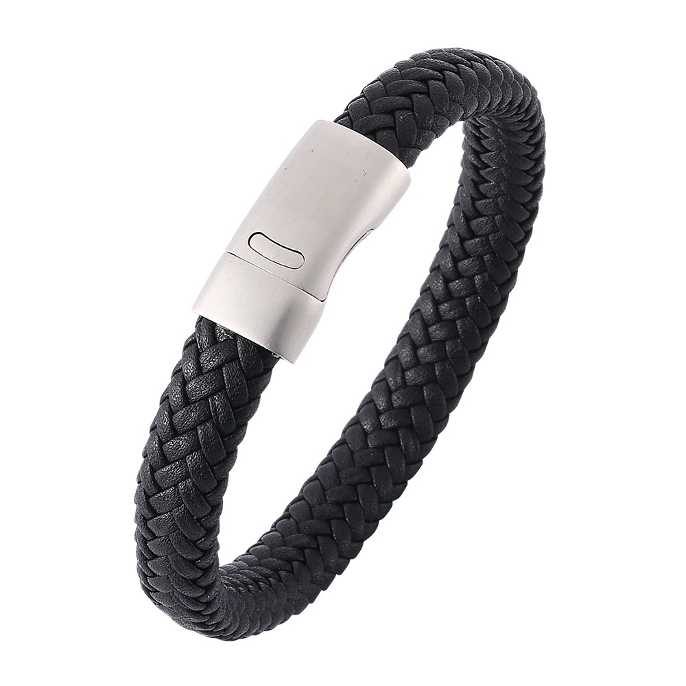 Bracelets Mens Leather Bracelet Cowhide Braided Multi Layer Wrap