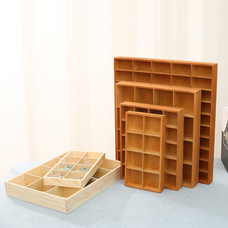 Simple Desktop MultiFunctional Grocery Wooden Grid Grid Storage
