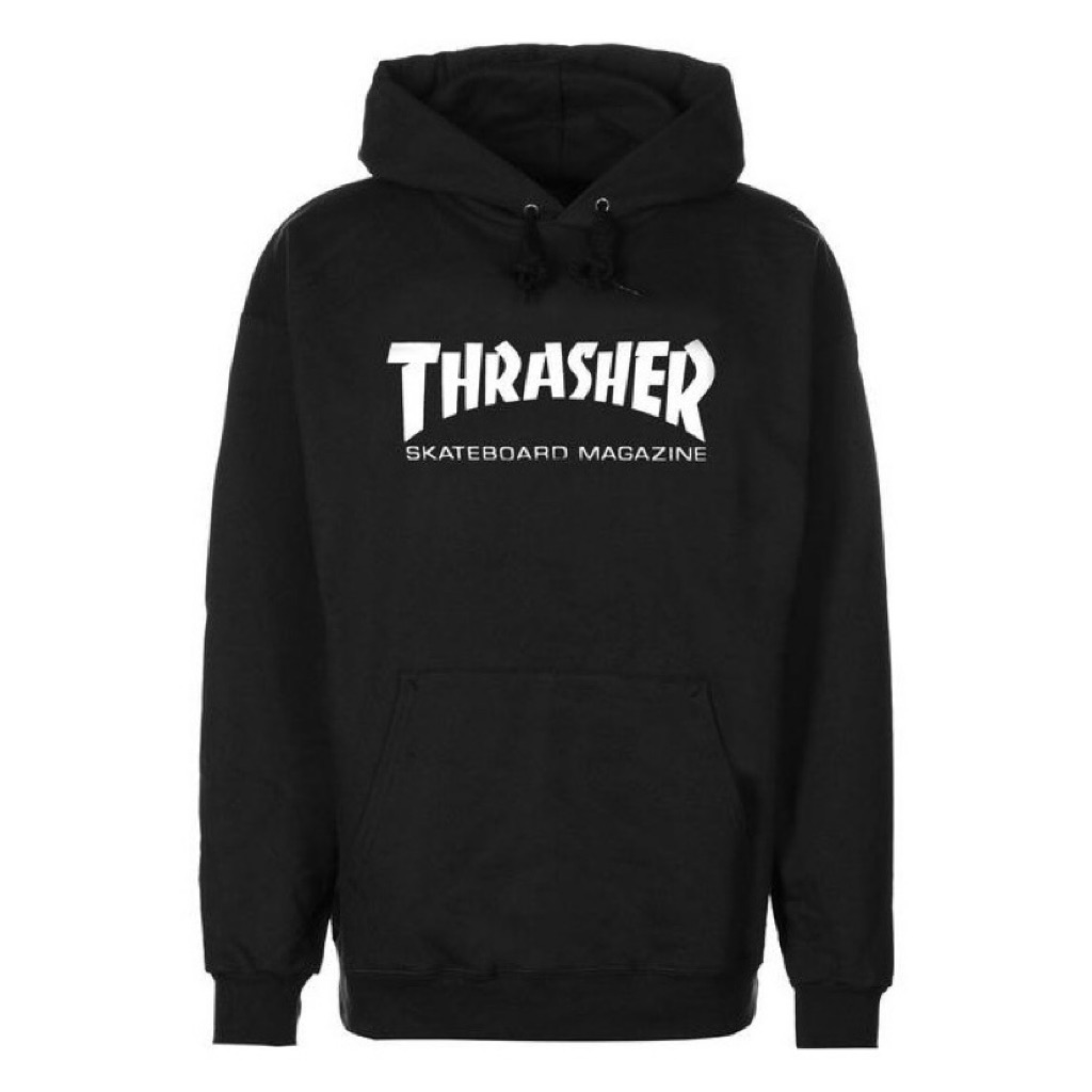 half black and white thrasher hoodie