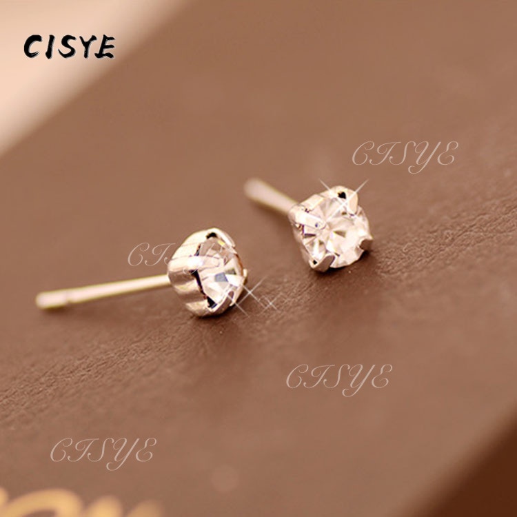 Image of Korea Earrings Zirconium Diamond Stud Earrings Claw Diamond Crystal Gem Ear Stud For Unisex #4