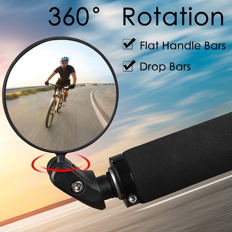 Bicycle Handlebar Review Rear Mirror Back View 360 Rotation Mirrors Bike Accessory for Mountain Road Bikes