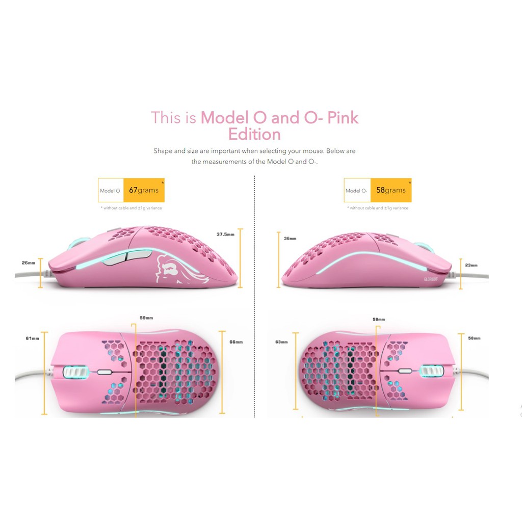 Glorious Model O Pink Model O Minus Pink Rgb Gaming Mouse Shopee Singapore